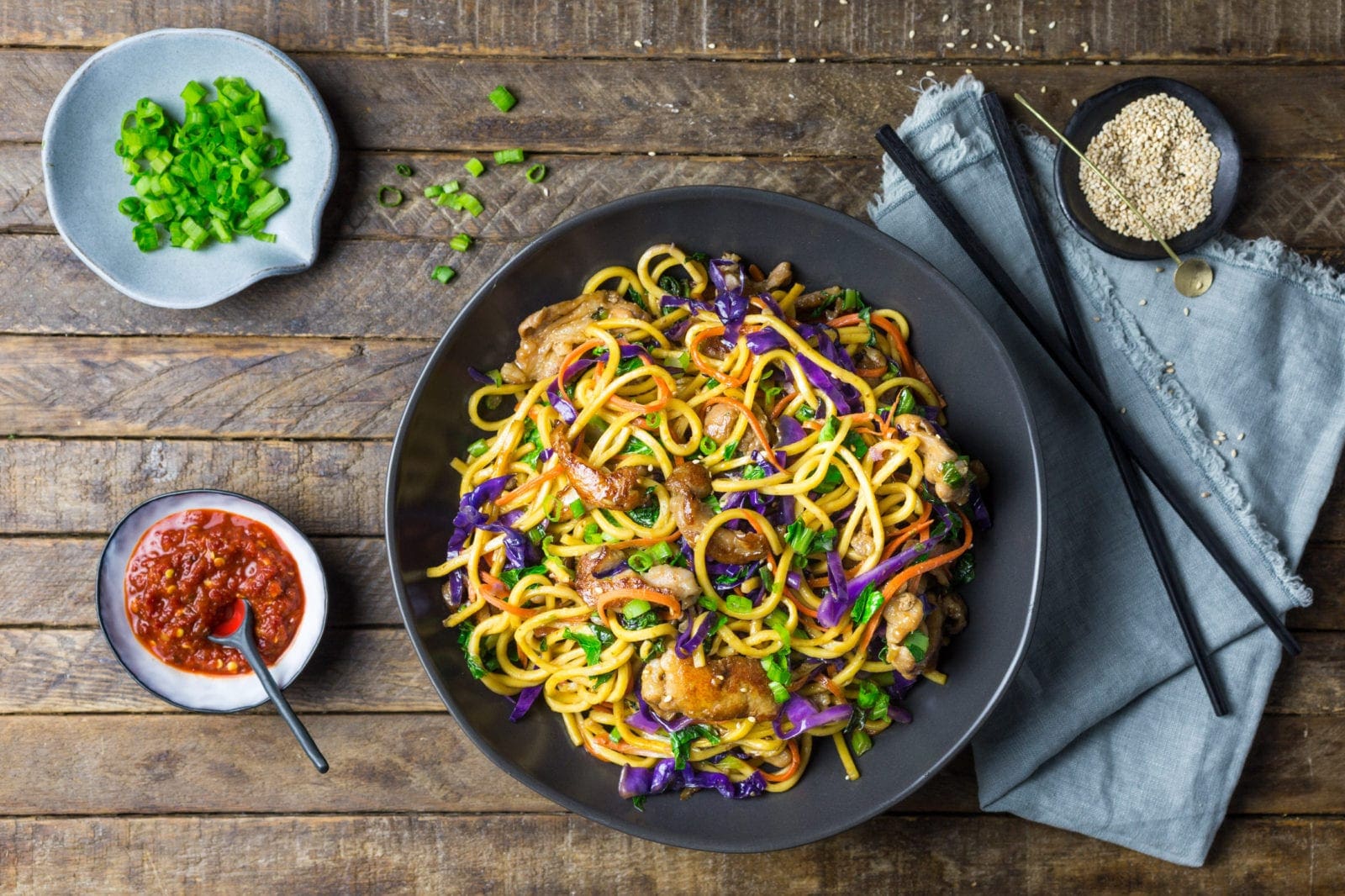 Stir Fried Lo Mein Noodles with Pork and Vegetables