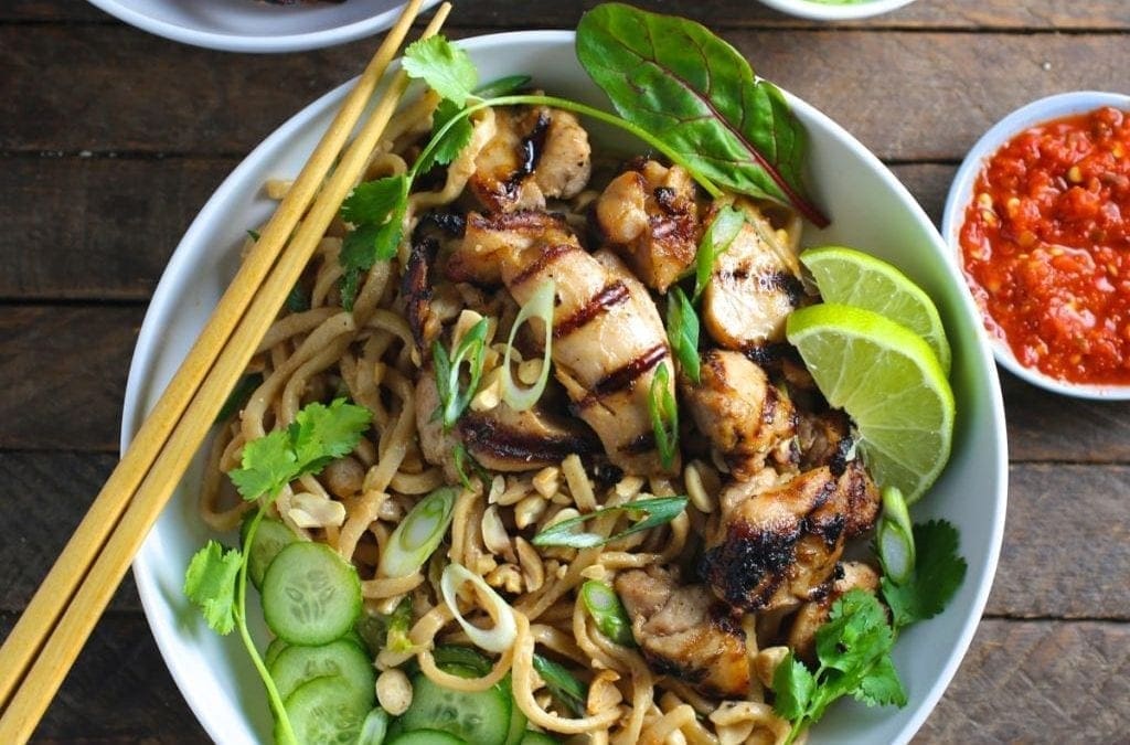 Thai Peanut Noodles with Grilled Chicken