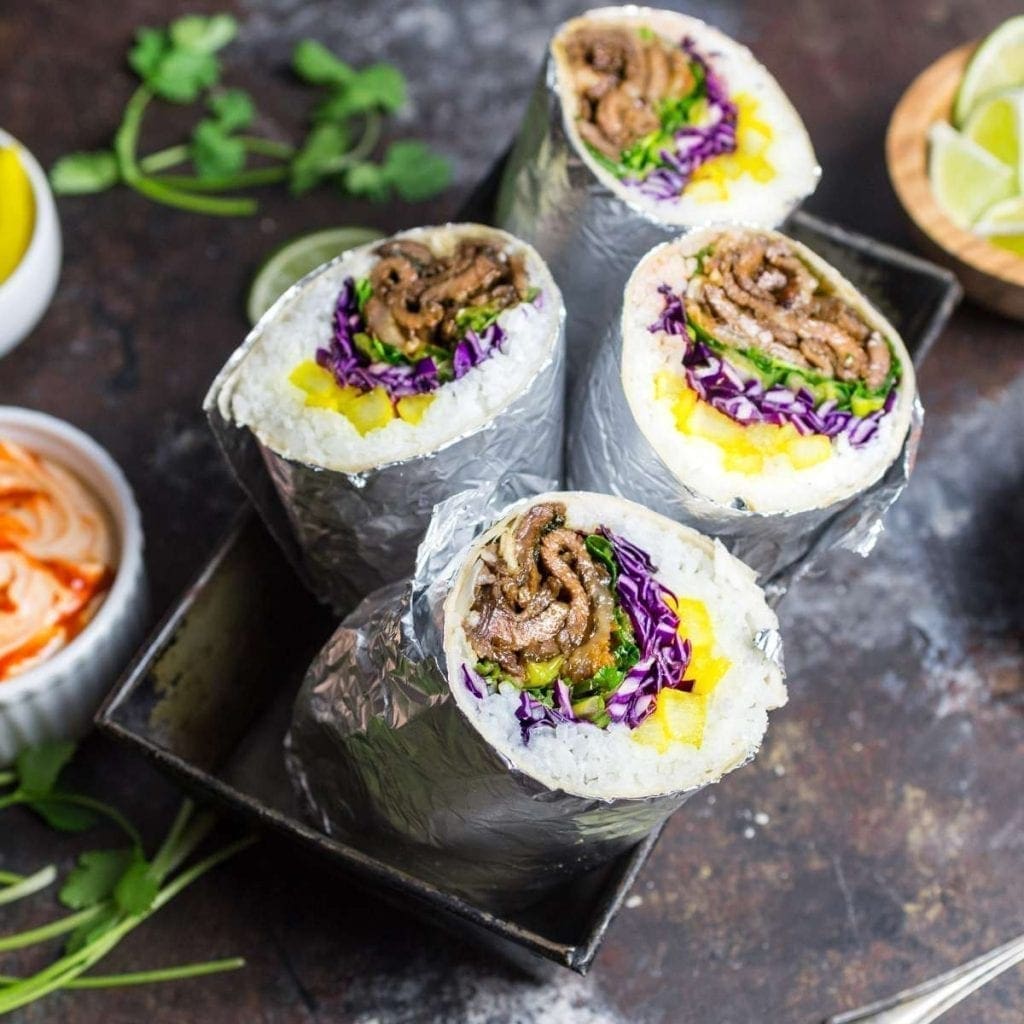 Korean Bulgogi Burrito with Radish Pickle