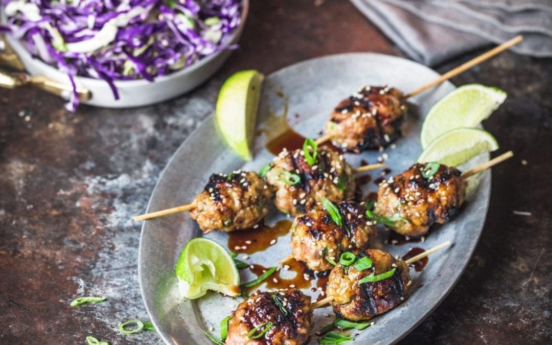Japanese-style Chicken (or Turkey) Meatballs (Tsukune)