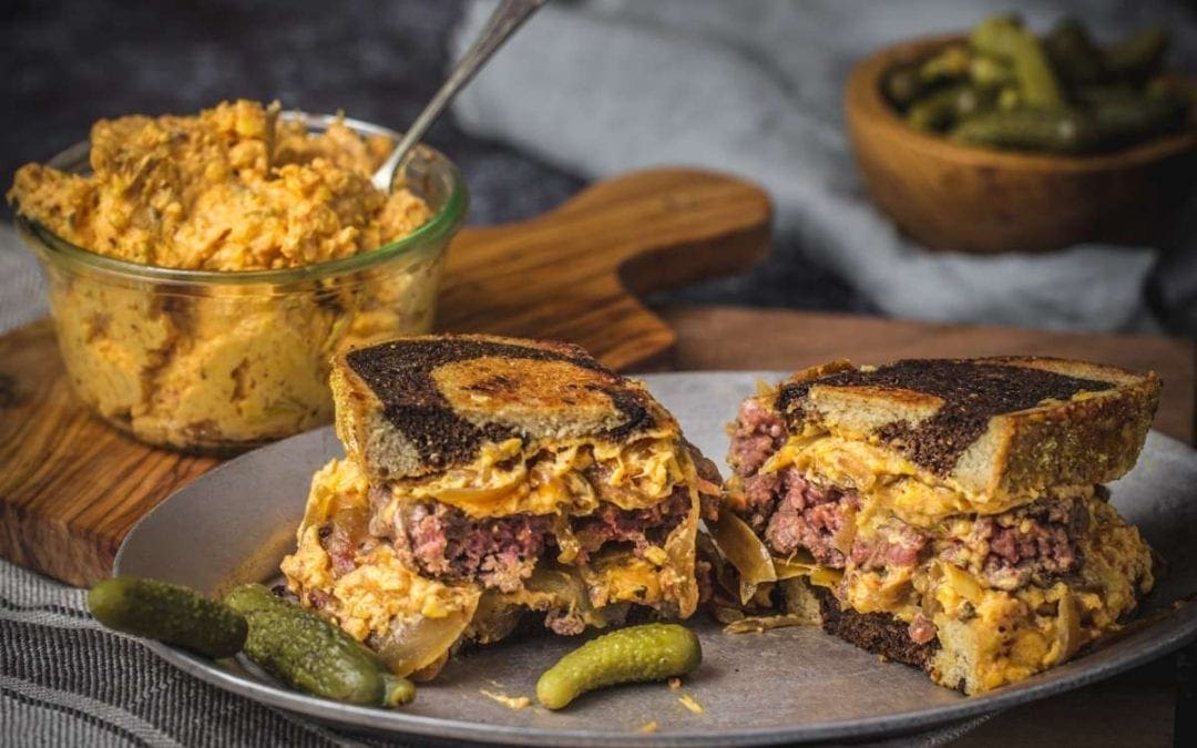 Kimchi Pimento Cheese Patty Melts