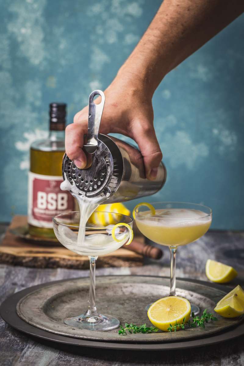 Brown Sugar Bourbon Cocktail with Lemon and Thyme
