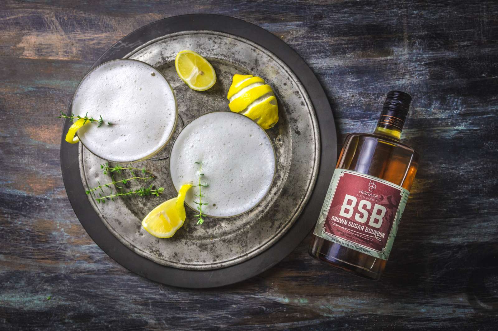 Brown Sugar Bourbon Cocktail with Lemon and Thyme