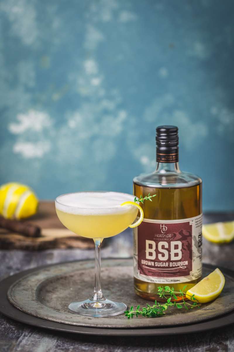 Brown Sugar Bourbon Cocktail with Lemon and Thyme