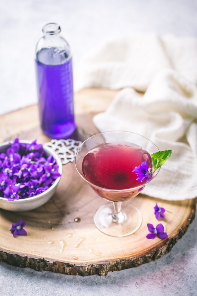 Aviation Cocktail with Homemade Violet Syrup